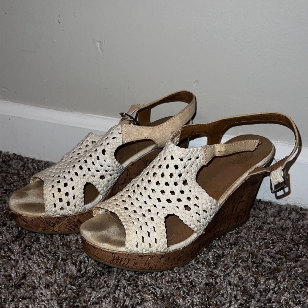 SO Cream Wedge Heeled Boots